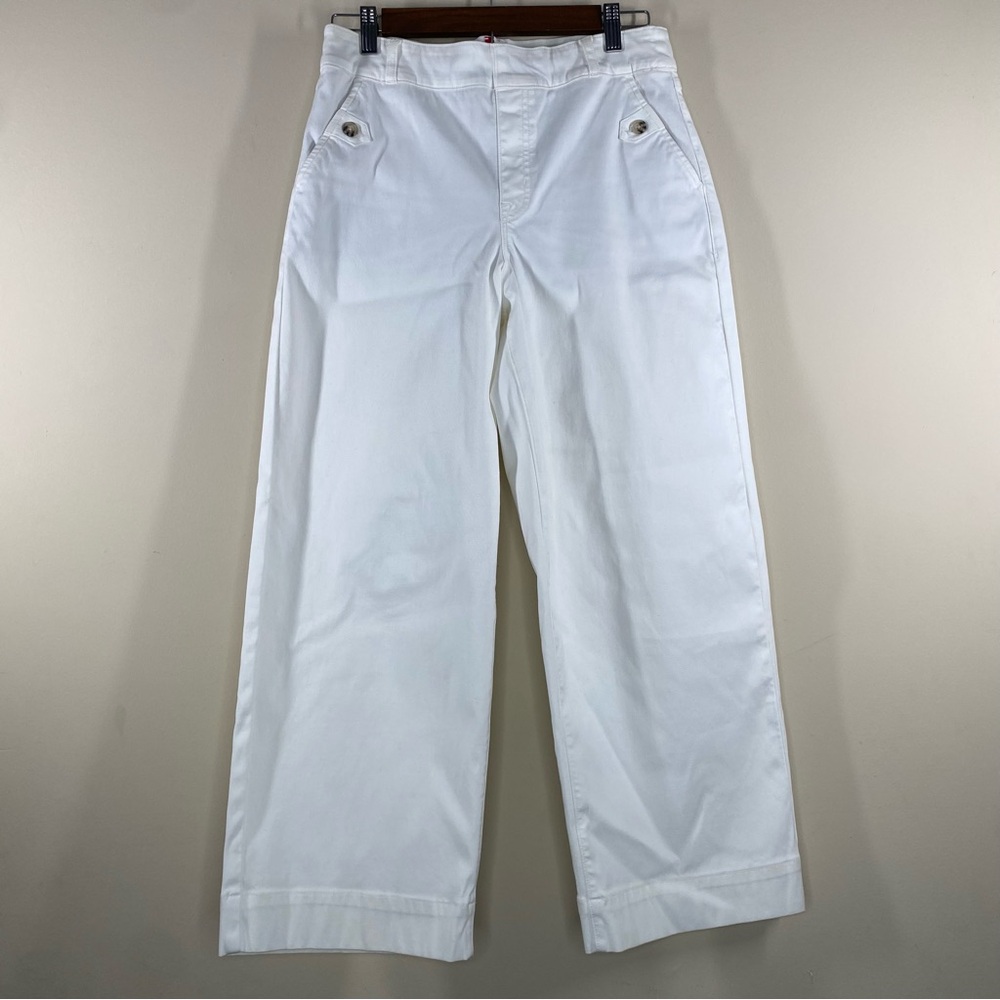 SPANX White Twill Wide Leg Cropped Pull-On Pants 20312R Women’s Large